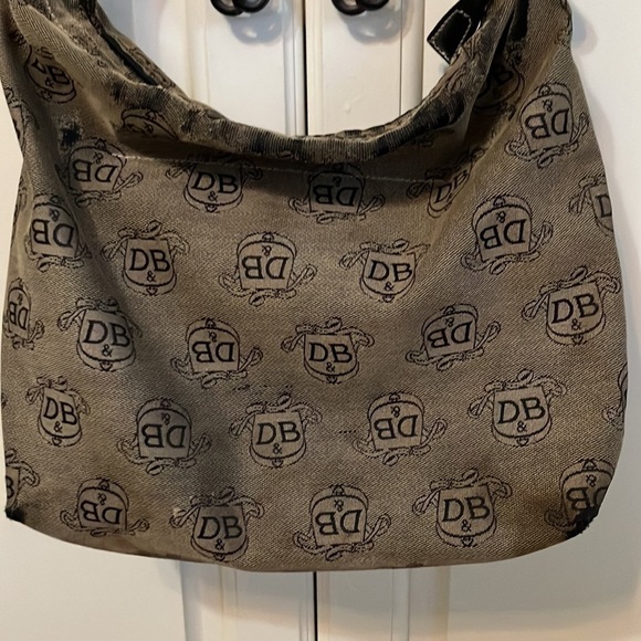 DOONEY&BOURKE SIGNATURE HOBO SHOULDER BAG LEATHER TRIM BROWN - Picture 2 of 11